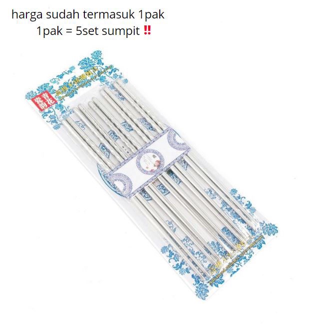 Sumpit Makan Stainless 1 Set isi 5 Pcs