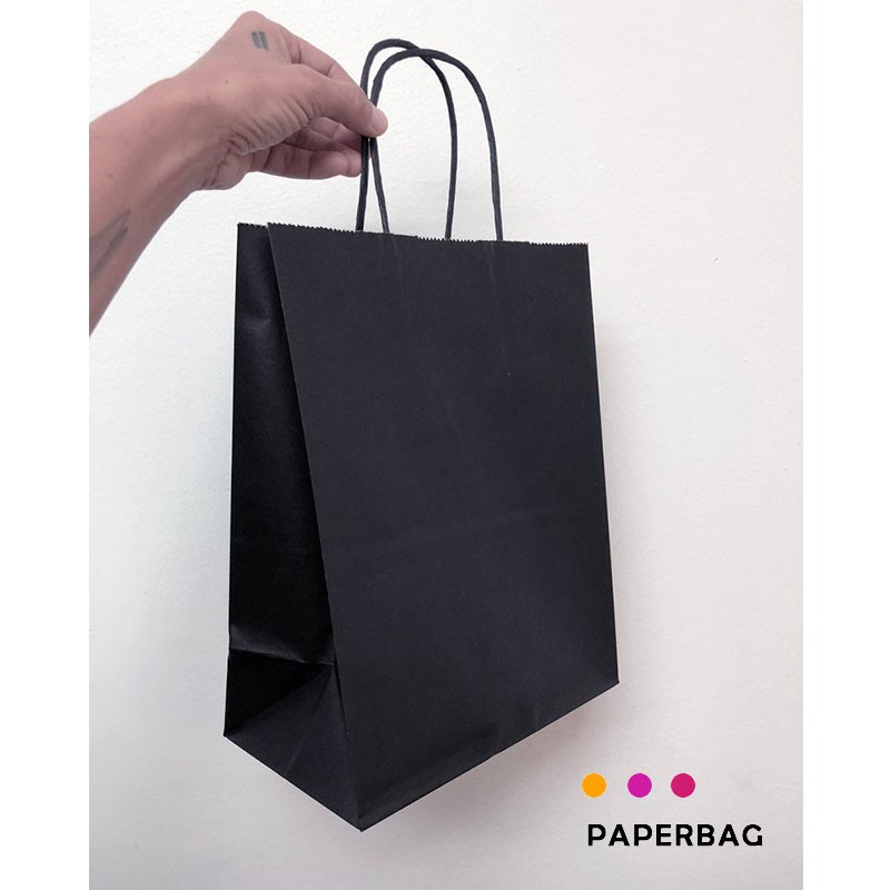 Paper Bag Polos Warna  Hitam  23x9x20cm Paper Bag Kado  