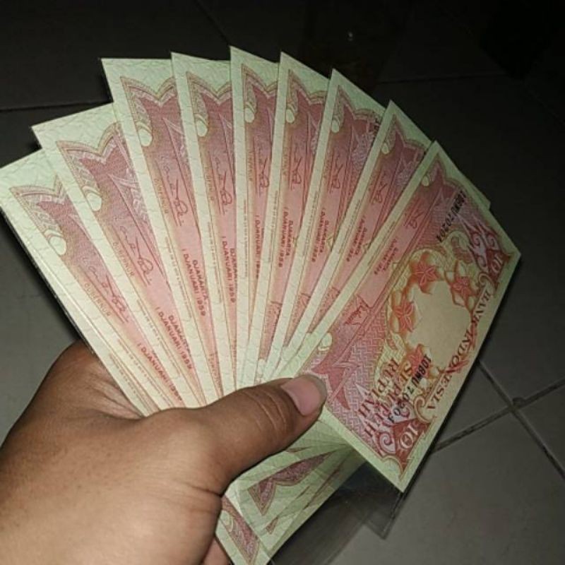 (GRESS) Uang kuno 10 rupiah seri bunga gress cocok buat mahar nikah