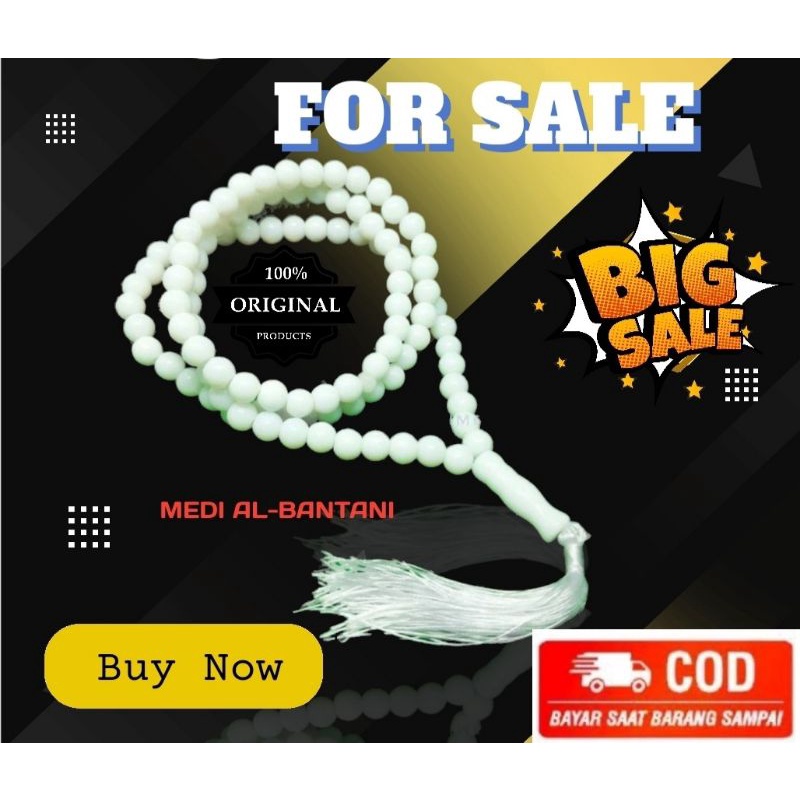 (COD)Tasbih Batu Alam Giok Putih 99 Butir(8mm)/Tasbih Giok Putih Salju Natural(TERLARIS)