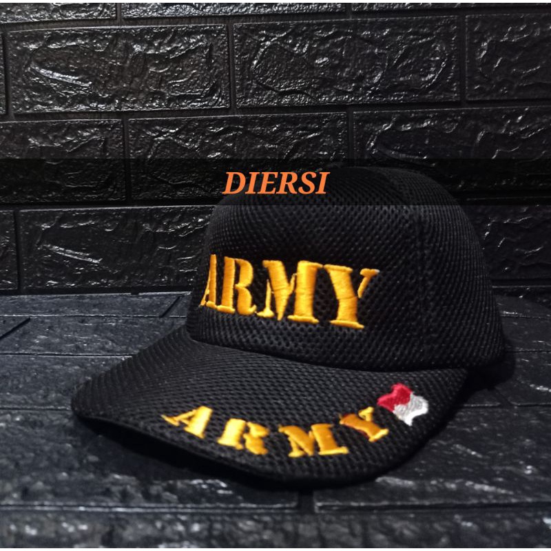 DIERSI STORE TOPI DOUBLE MESH BORDIR ARMY/TOPI ARMY BORIR/TOPI TENTARA