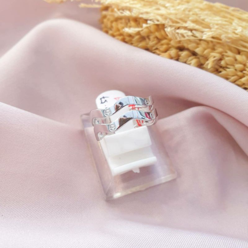 [NEW] Cincin safari double emas putih asli kadar 375 8K