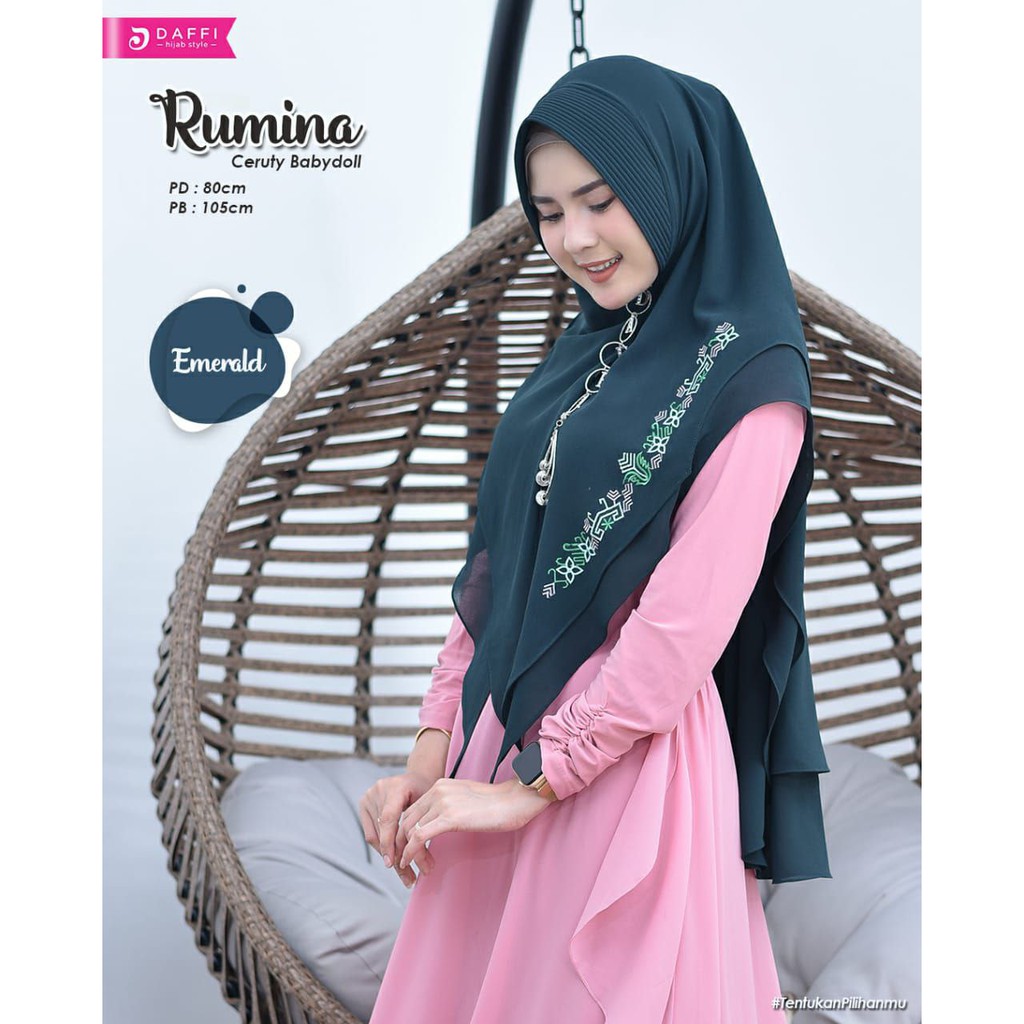 Khimar Cantik Ceruty Babydoll DAFFI HIJAB Style Rumina Murah Bahan Premium