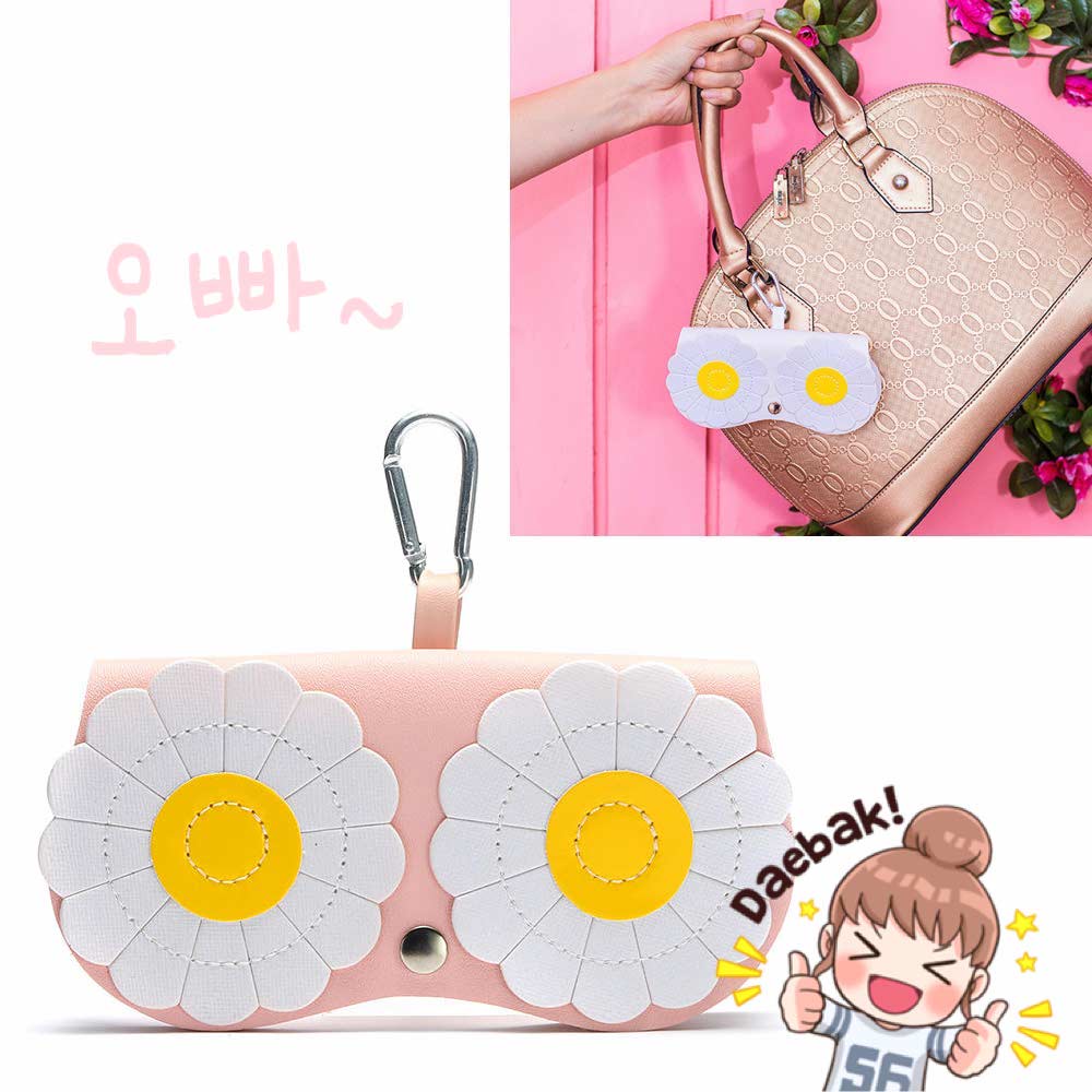 Tempat Kotak Kacamata Gantungan Tas - Aksesoris Fashion Wanita Korea Karakter Cute - Leather - Black Pink ( Group )