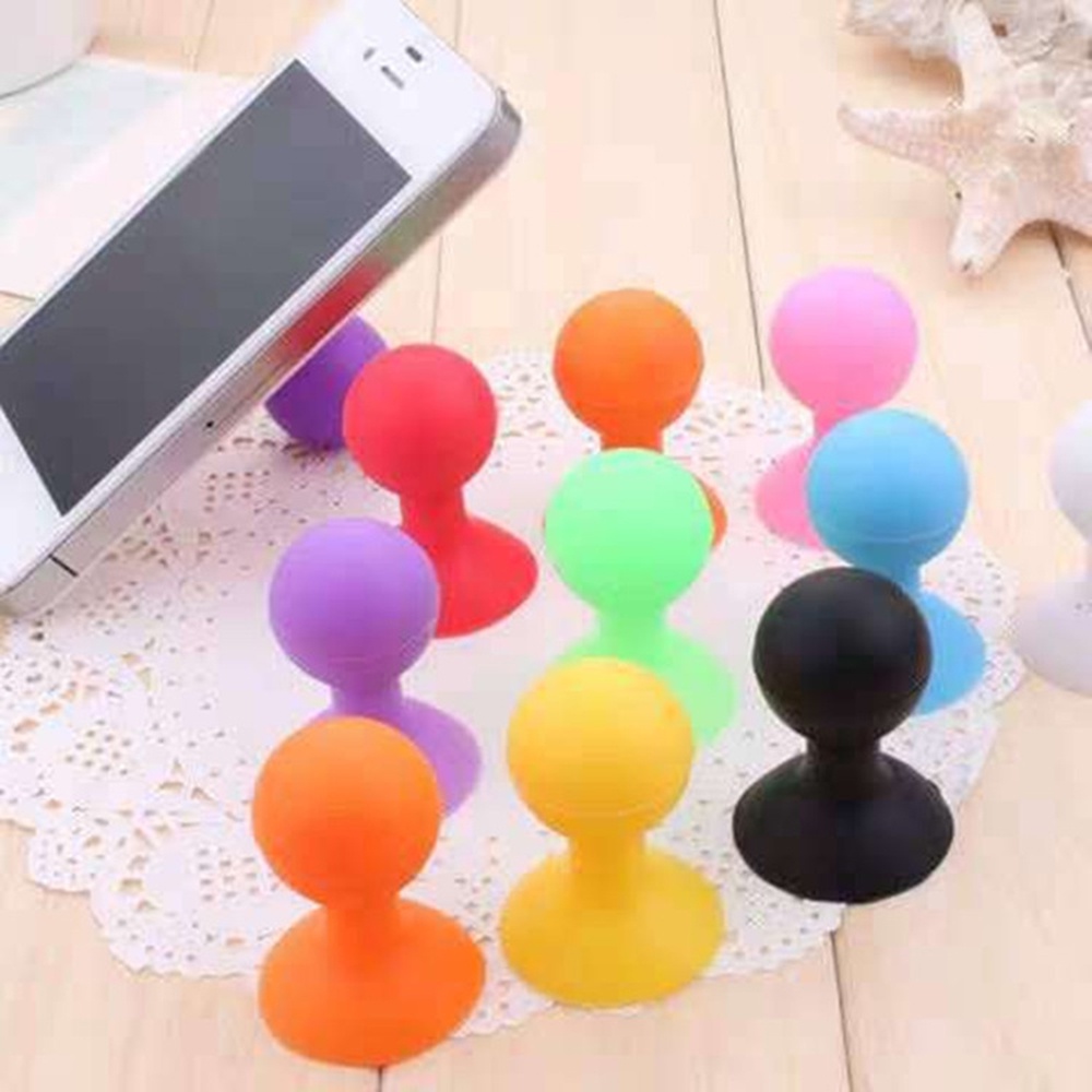 (1 Pcs WARNA Acak) Ctopus Bola Grosir Malas Desktop Silicone Suction Cup Phone Holder