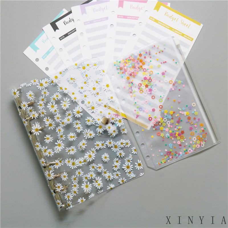 Xia.id Buku Notebook / Catatan / Diary A6 Cover PVC Transparan Motif Bunga Daisy