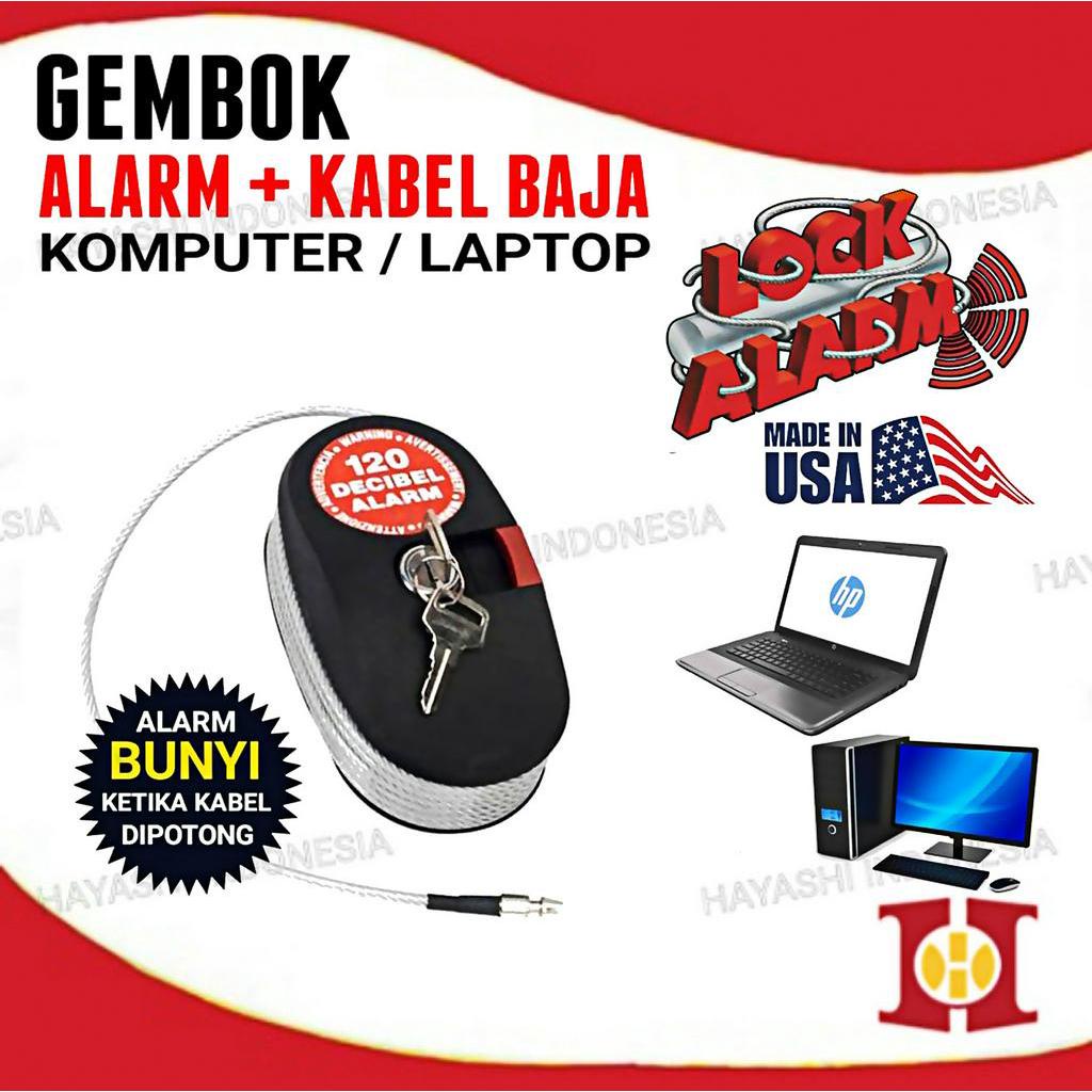 LOCK ALARM Gembok Alarm Komputer Laptop Kabel Baja ORIGINAL USA