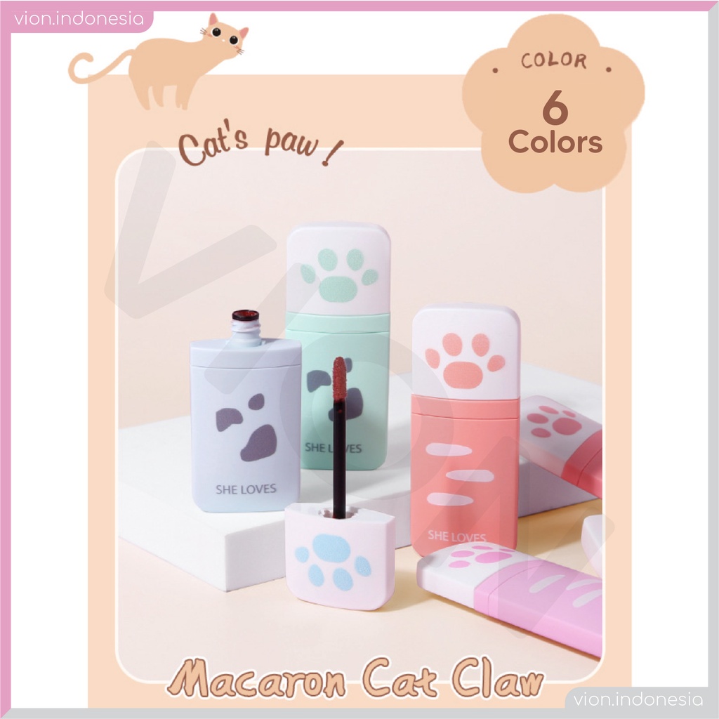 She Loves Macaroon Cat's Paw Lip Gloss Cute Colorful Lipstik Lucu Unik Sheloves Saniye SL005 SA009
