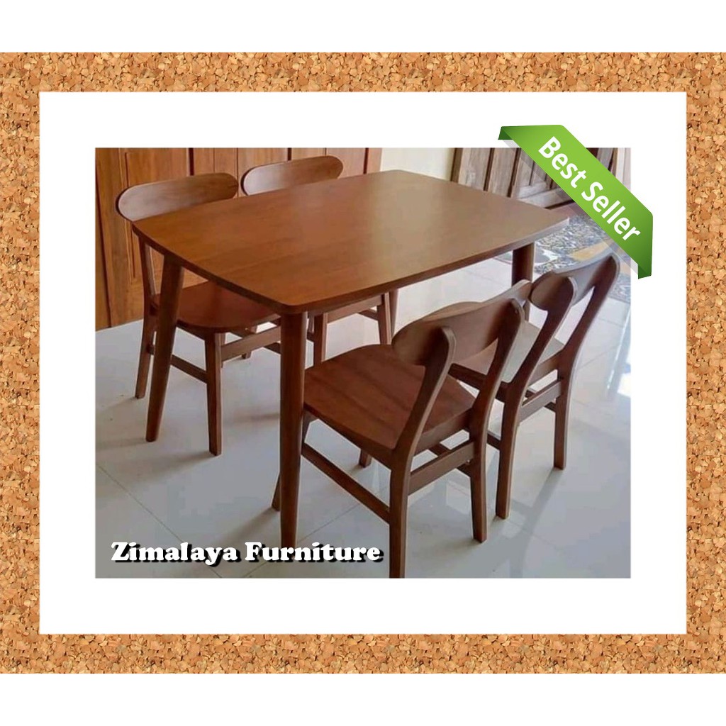 MEJA MAKAN MINIMALIS / MEJA MAKAN JATI / MEJA MAKAN MINIMALIS 4 KURSI JATI