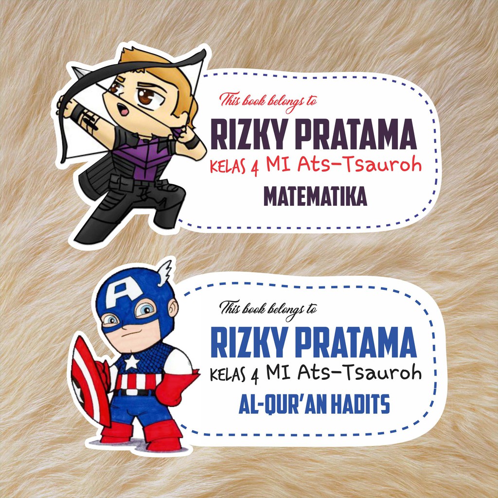 Stiker Nama Bentuk Custom Sampul Buku Tulis Pelajaran Tema Avengers Shopee Indonesia