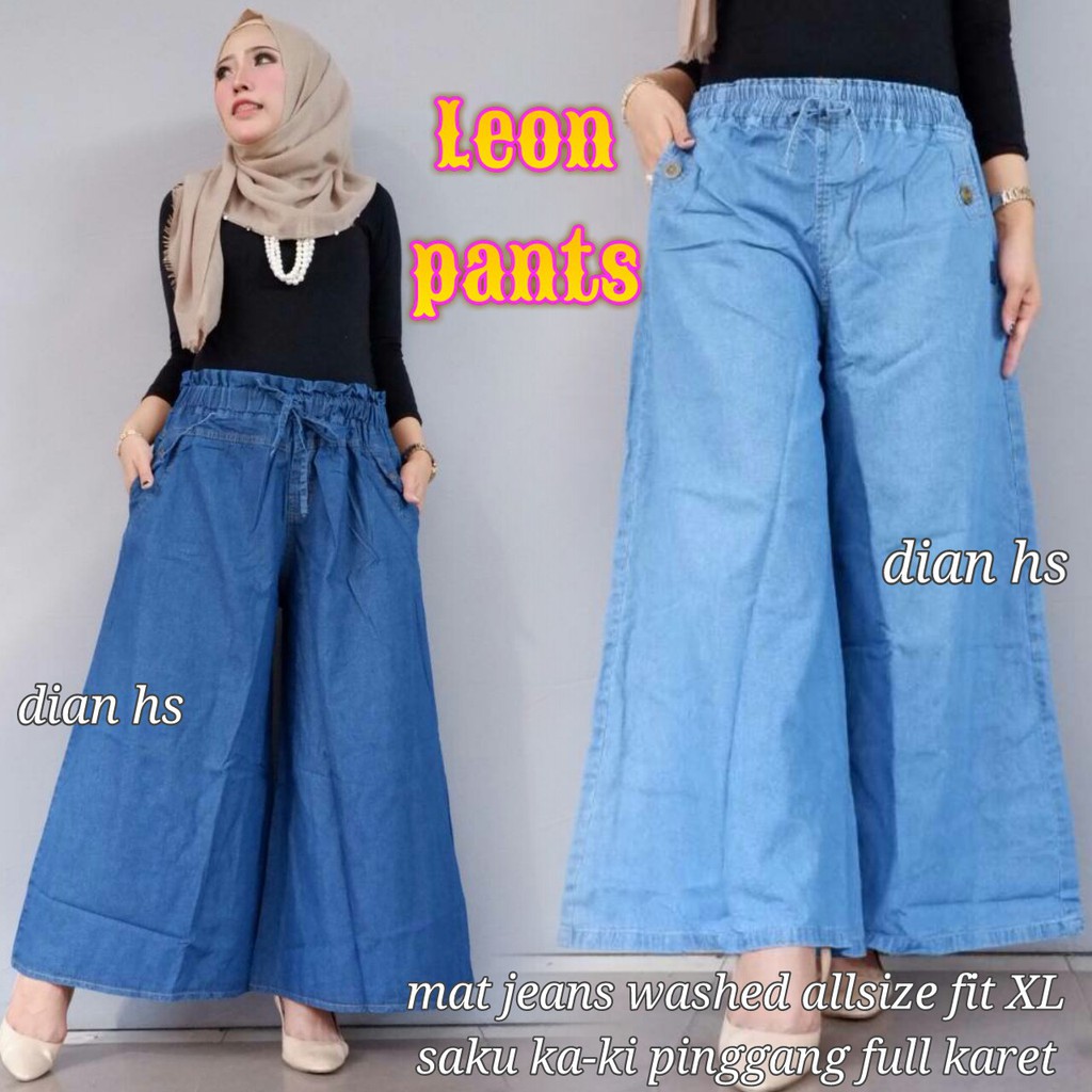 METRO kulot panjang jeans wash payung jumbo leon pants kekinian original murah