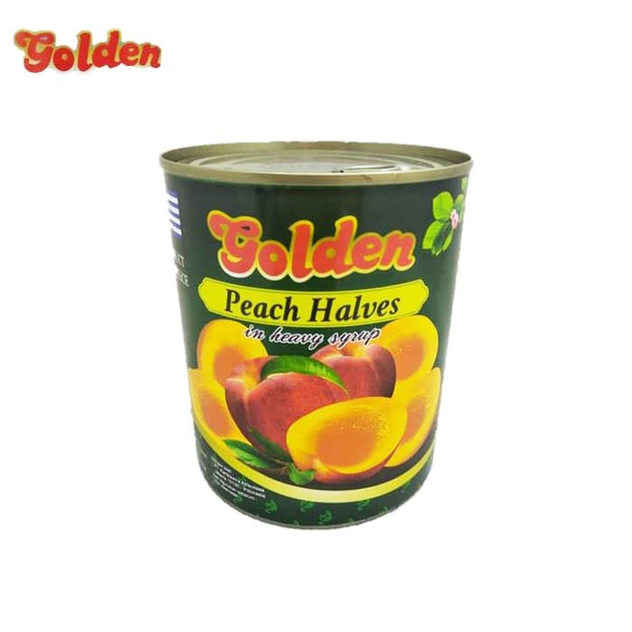 

GOLDEN PEACH HALVES IN HEAVY SYRUP Buah Kaleng (Greece) (820 GR)