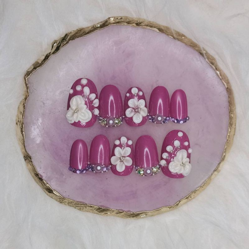 nail art for wedding / kuku palsu pink tua