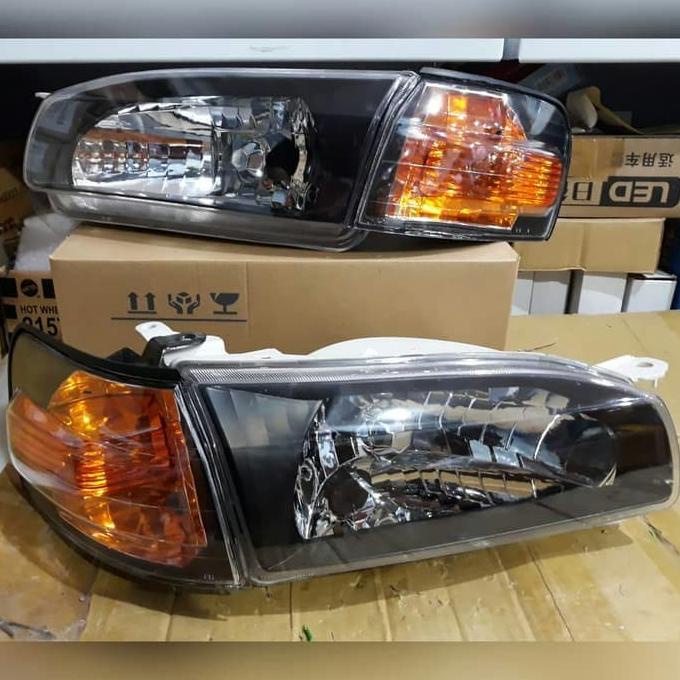 Lampu Depan Head Lamp Headlamp +Sen Kristal Black Corolla Allnew AE111