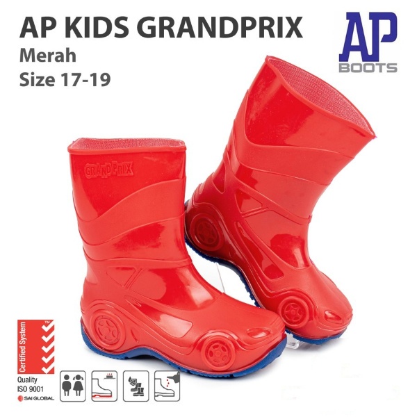 Sepatu Boot Anak AP KIDS GRANDPRIX BU3237 Biru Motif Mobil Murah ORIGINAL