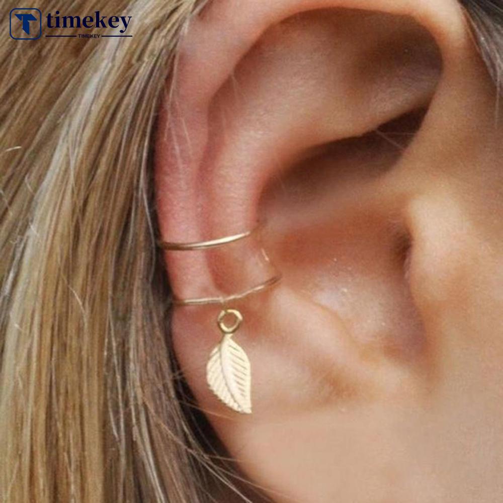 Timekey 5Pcs / Set Anting Klip Tanpa Tindik Desain Hollow Kreatif Untuk Wanita A4K6