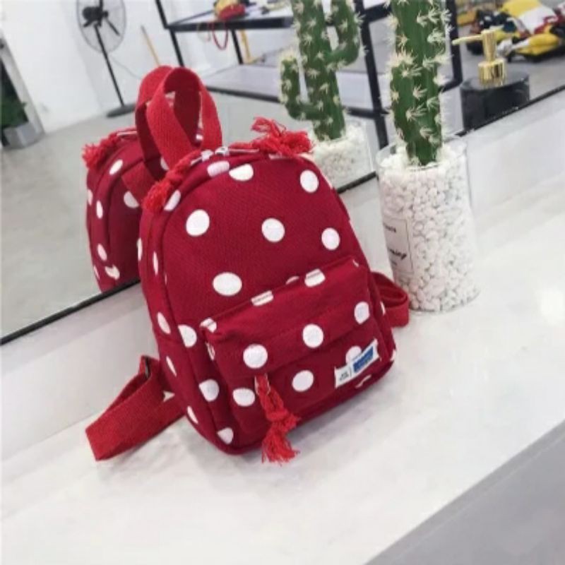 dem_sare - FDS003 Polca Beatle Tas Ransel Mini Anak Perempuan Tas Ransel Mini Motif Polca Tas Ransel Anak Korea Tas Ransel Anak TK