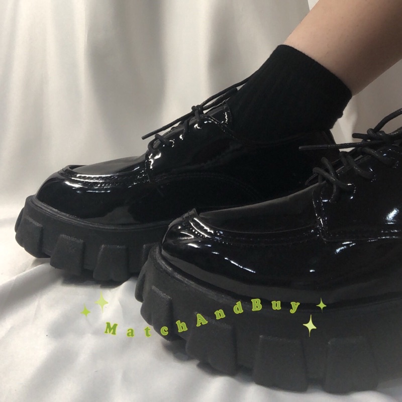 [PO] Jordie Platform Loafers | sepatu docmart oxford hitam black matte glossy import gaya korea students kekinian