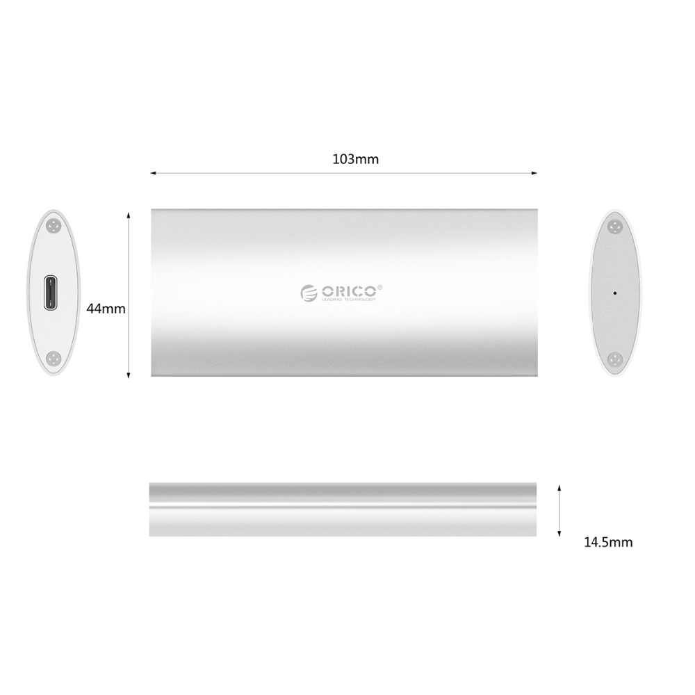 M.2 NGFF to Type-C Aluminum Alloy SSD Enclosure M-SATA High speed Orico m2d-c3