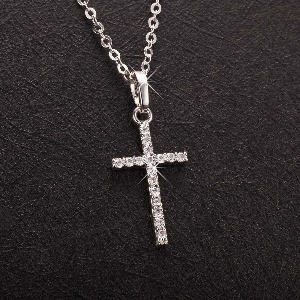 Needway  Party Gift Women Necklaces Minimalism Clavicle Chains Cross Necklaces Cross Elegant Silver Color Diamond Rhinestone Choker Korean Style/Multicolor