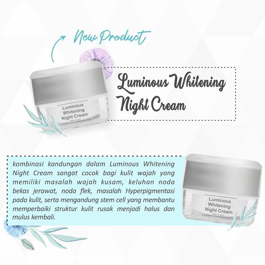 MS GLOW Luminous Night Cream / Krim Wajah Khusus Wajah Kusam &amp; Noda Bekas Jerawat BPOM