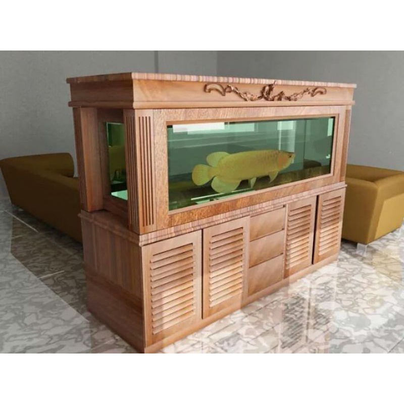 kabinet aquarium kayu jati minimalis