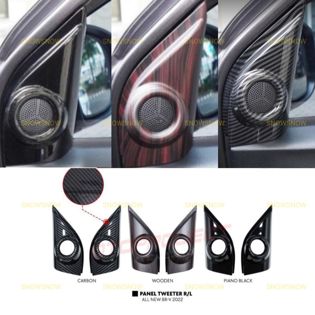 Panel Tweeter R/L Kanan Kiri Honda Brv 2022 up Hitam Wood Carbon