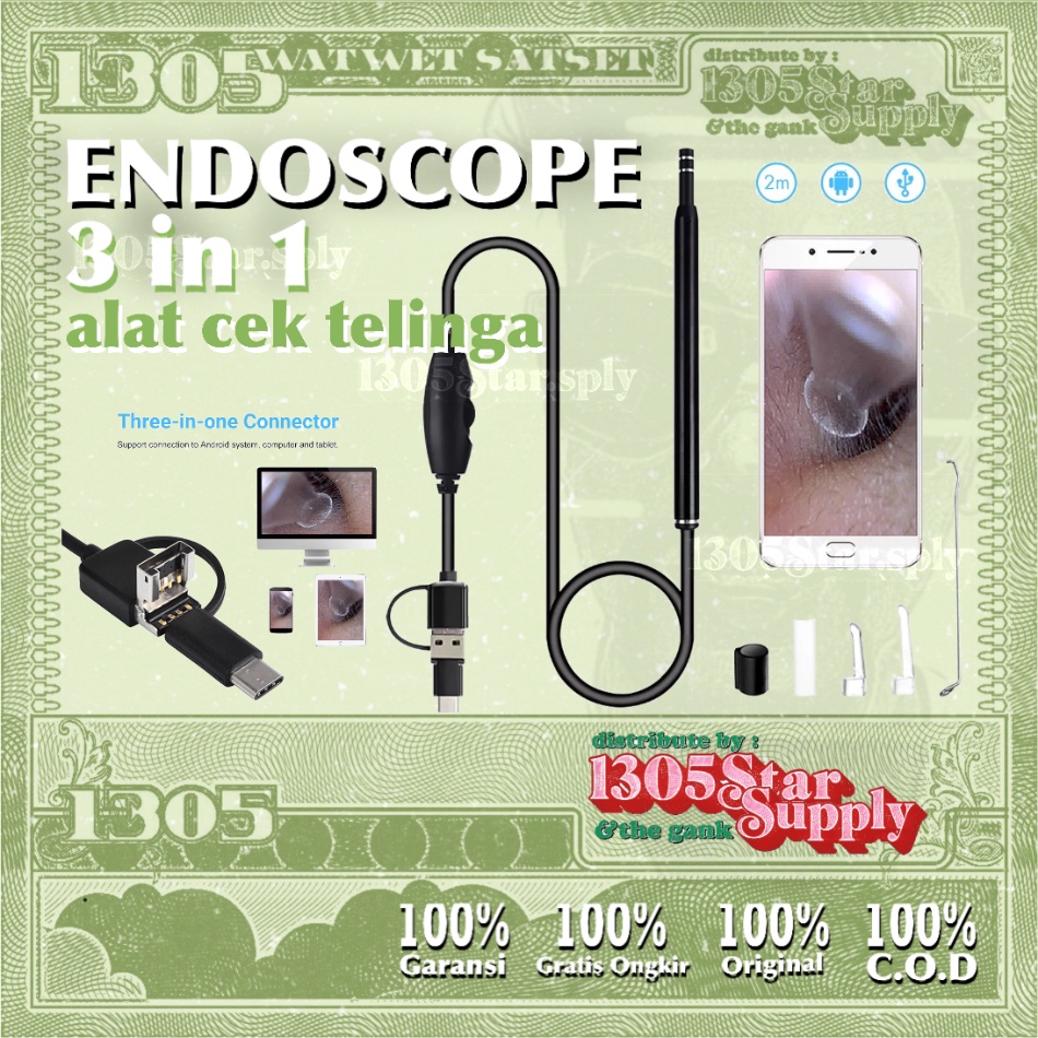 3 in 1 Kamera Endoscope HD Visual USB Earpick [ 100% ORIGINAL ] Taffomicron | pembersih telinga - ko