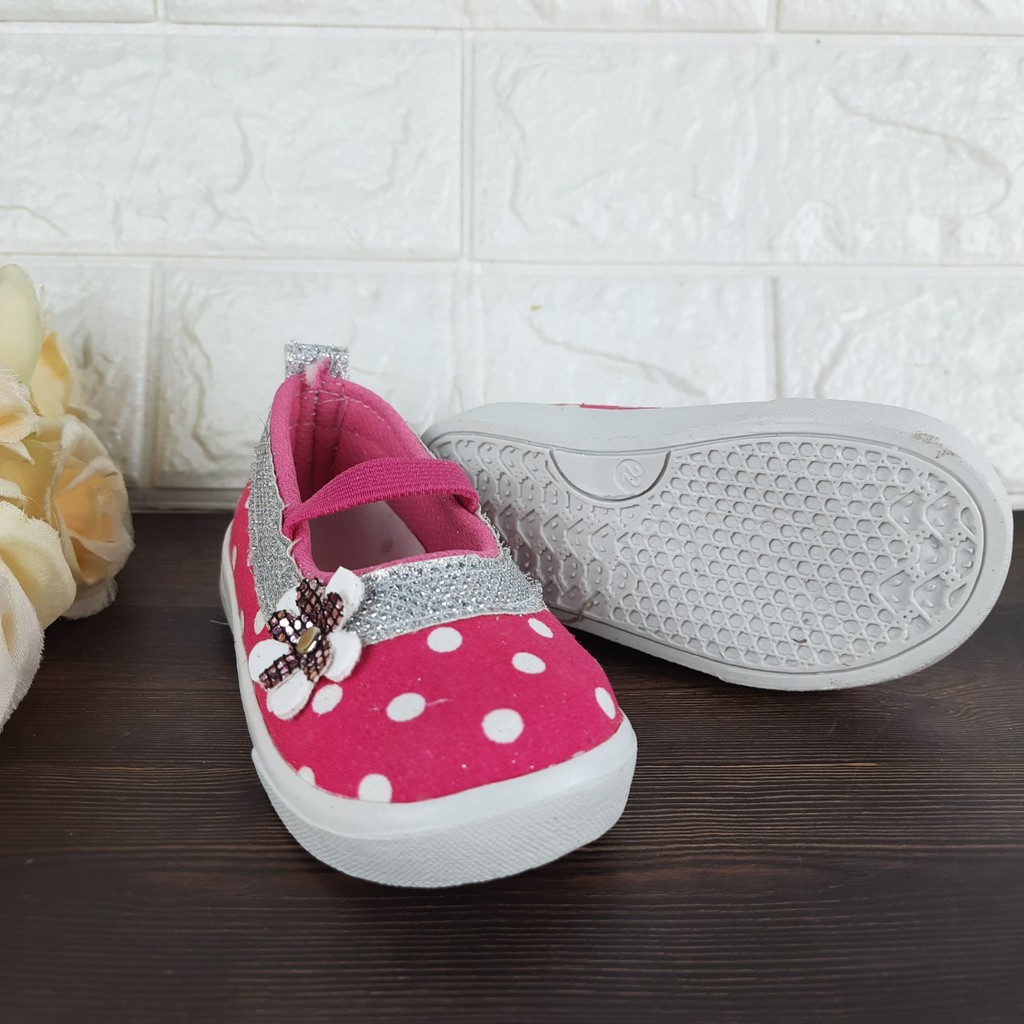 [TAMAN SEPATUKU] SEPATU TRENDY MURAH ANAK PEREMPUAN 1-3 TAHUN POLKADOT BUNGA PINK FANTA FAX17