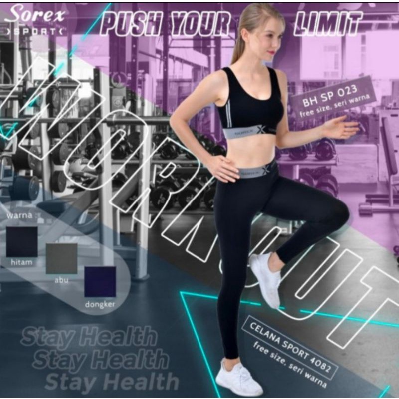 Stelan set senam legging dan bra sport Sorex 4082