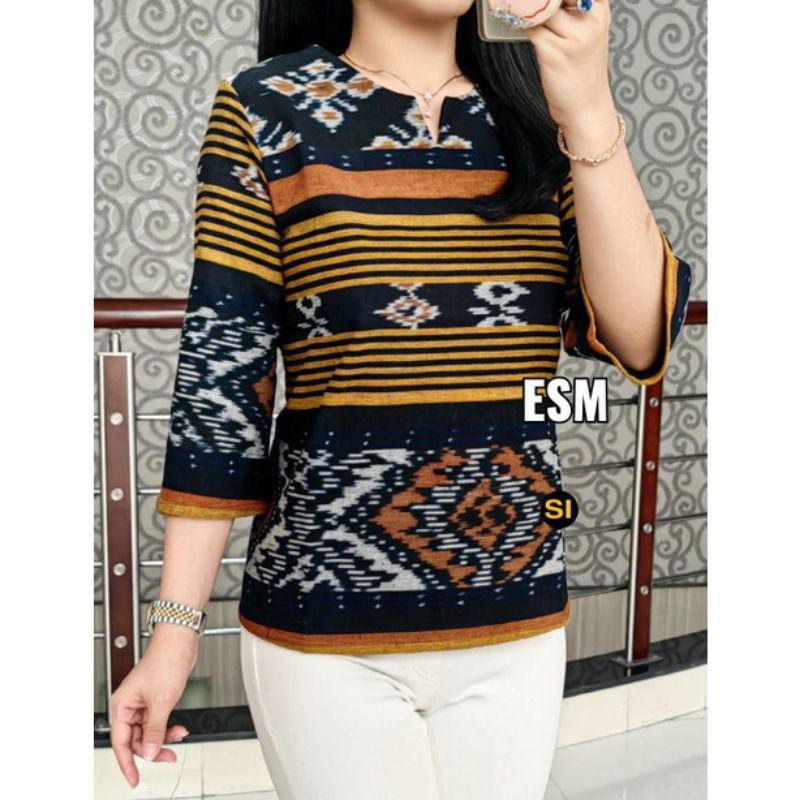 blouse atasan tenun wanita baju kantor/ tenun motif