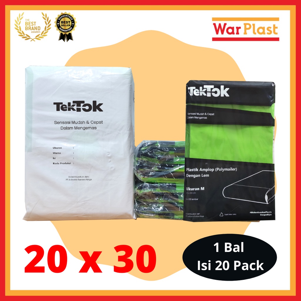 Plastik Polymailer Amplop Plastik Packing TekTok - Uk M 20x30 - Hijau