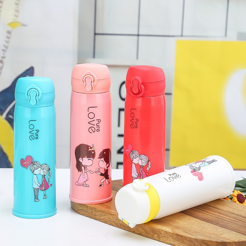 [COD] BOTOL KACA KANCING LOVE 500ML/ TERMOS KACA KARAKTER LOVE CLIP