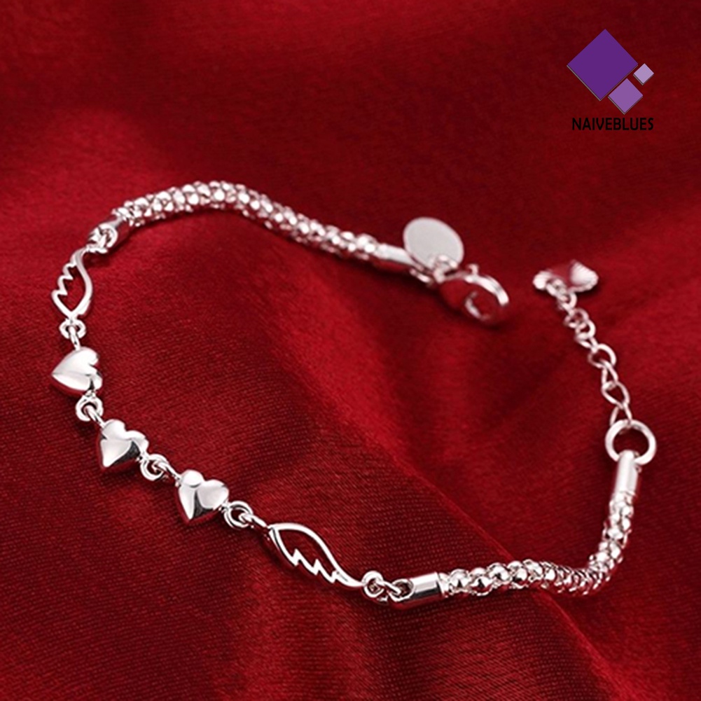 Gelang Rantai Adjustable Desain Hati Untuk Wanita