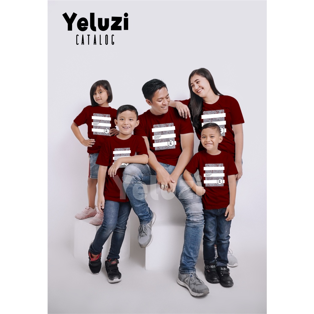 Kaos pakaian oblong Distro Couple sarimbit keluarga  Marun yeluzi