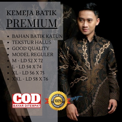 Batik Pria Lengan Panjang BATIK BERKAH HRB026 motif KERATONAN Kode 002 size M L XL XXL Reguler