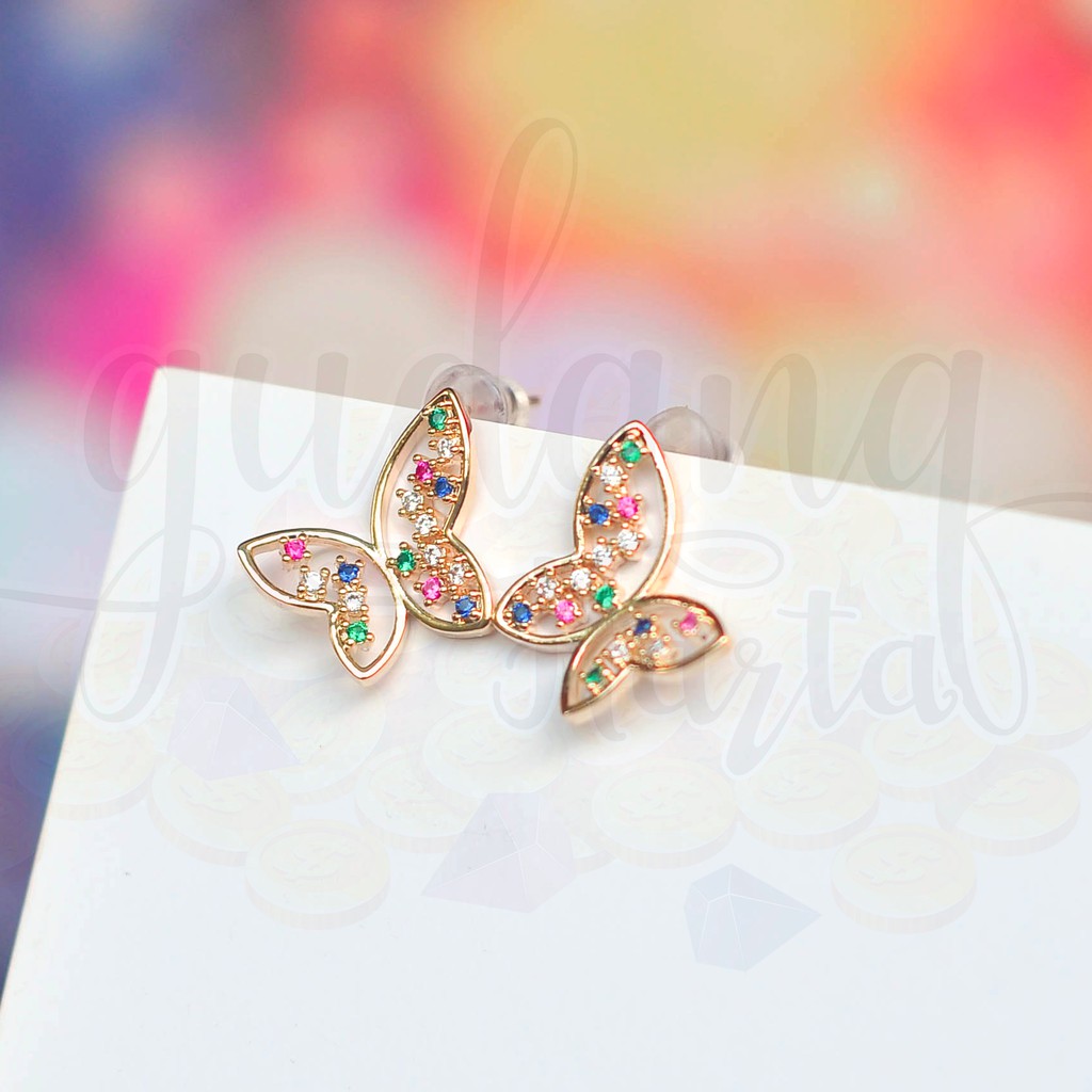 Anting Stud Colorfull Butterfly Kupu Kupu Simple Unik Cantik GH 203259