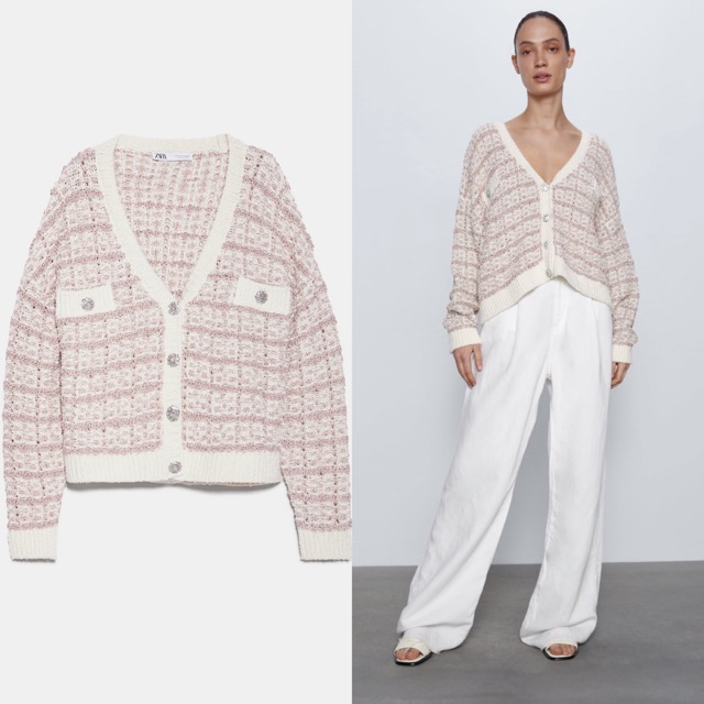 Zara pink knitted wool cardigan 