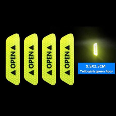 4PCS Car OPEN Reflective Tape Warning Car Door Sticker （93x25MM）