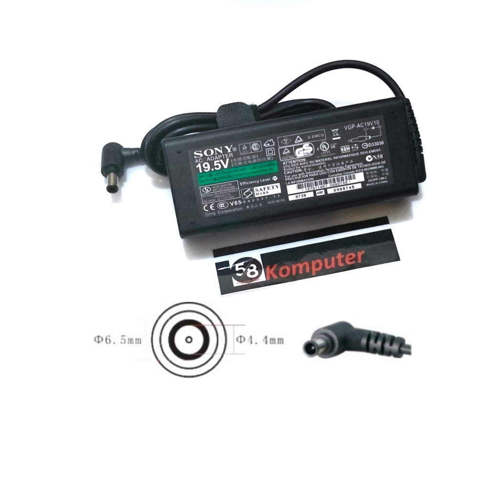 Adaptor Charger LaptopSONY VAIO PCGA-AC19V10 PCGA-AC19V11 VGP-AC19V10 VGP-AC19V12 19.5V 4.7A 90W 6.5*4.4mm
