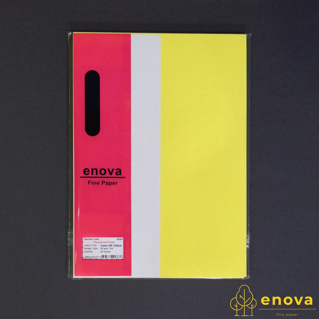 

Fancy Art Paper ENOVA | Fluorescent Yellow | A4 80GSM (Kuning)