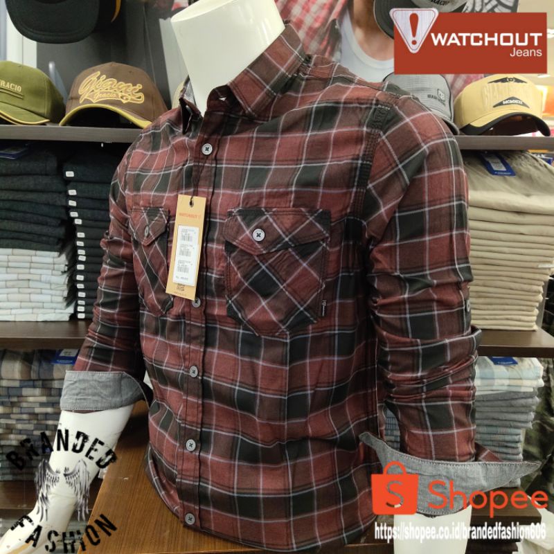 WATCHOUT JEANS DMG50 KEMEJA LENGAN PANJANG JS302670137 MAROON