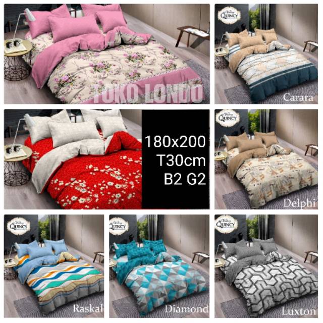 Sprei VALLERY QUINCY MOTIF King size uk 180 180x200 T30 Tinggi 30 cm Sprei Katun Jepang Minimalis Abstrak Bunga Shaby Chic Burry Luxton Carara Delphi Baltic Diamond Espresso Gemma Hugo Kate Lisa Luxton Moris Raskal Sakura Salva Sharon Syerin Tamara Venus