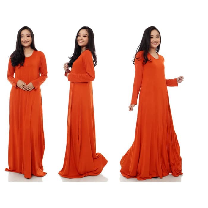 Dress Wanita Elegan Lengan Panjang Model Slim Round Neck Motif M2V3 CASUAL DRESS Simply Maxi Dress