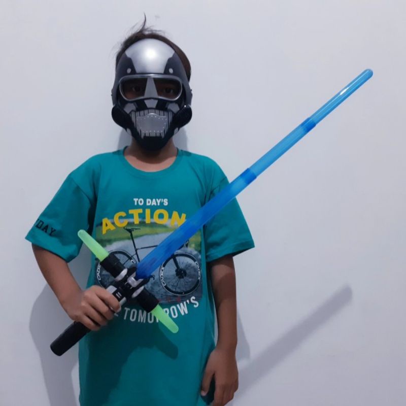 Mainan Set Pedang &amp; Topeng Star Wars Pedangan Lightsaber Cosplay Anak Starwars