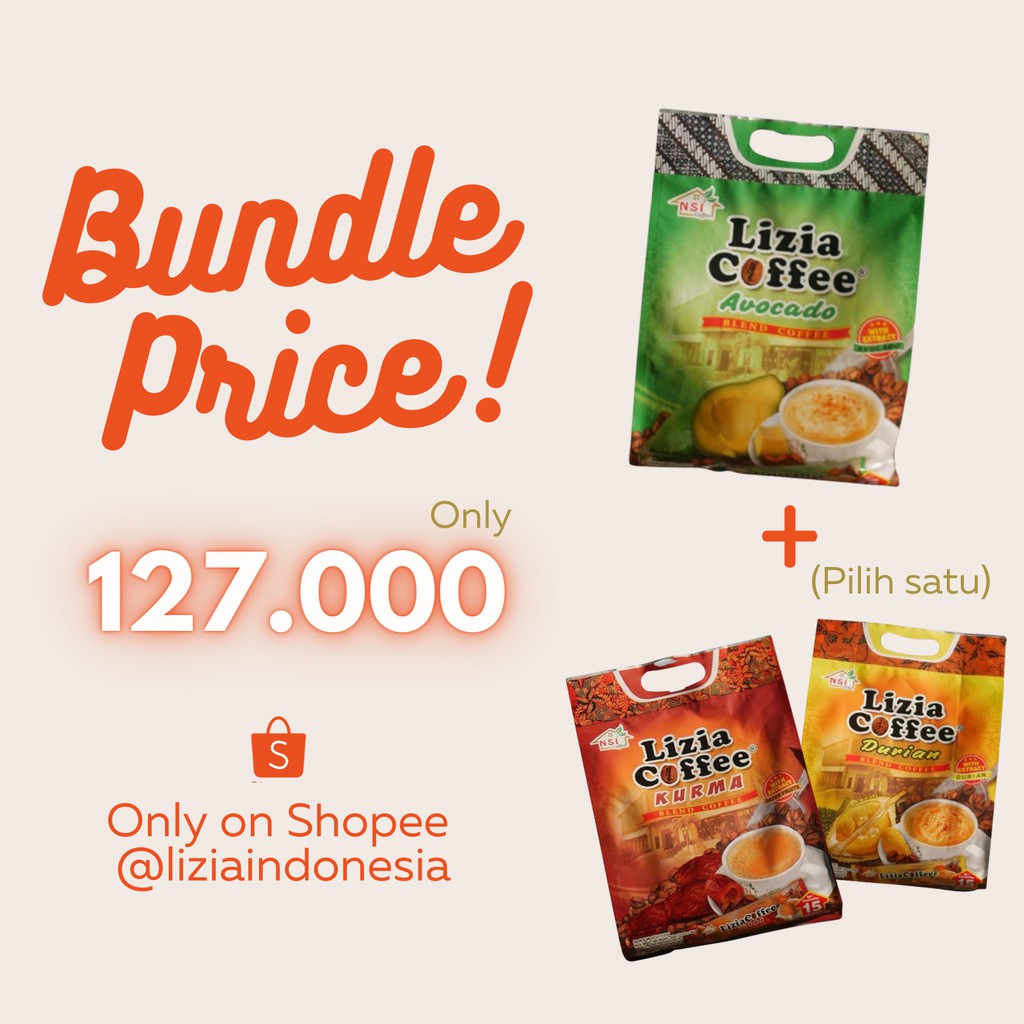 

BUNDLE Lizia Coffee Kopi Bubuk Premium Alpukat & Durian/Kurma instan sachet Avocado & Durian/Kurma