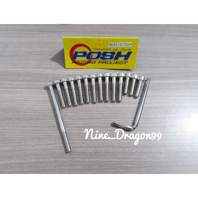 Baut Blok L Mesin CVT Beat Scoopy Posh 1 Set 14 Pcs