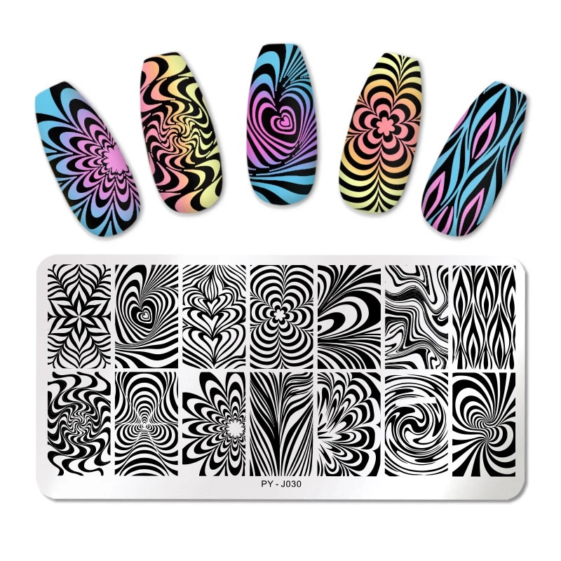 Alat Stensil Template Transfer Nail Art Profesional Bentuk Geometris Warna-Warni