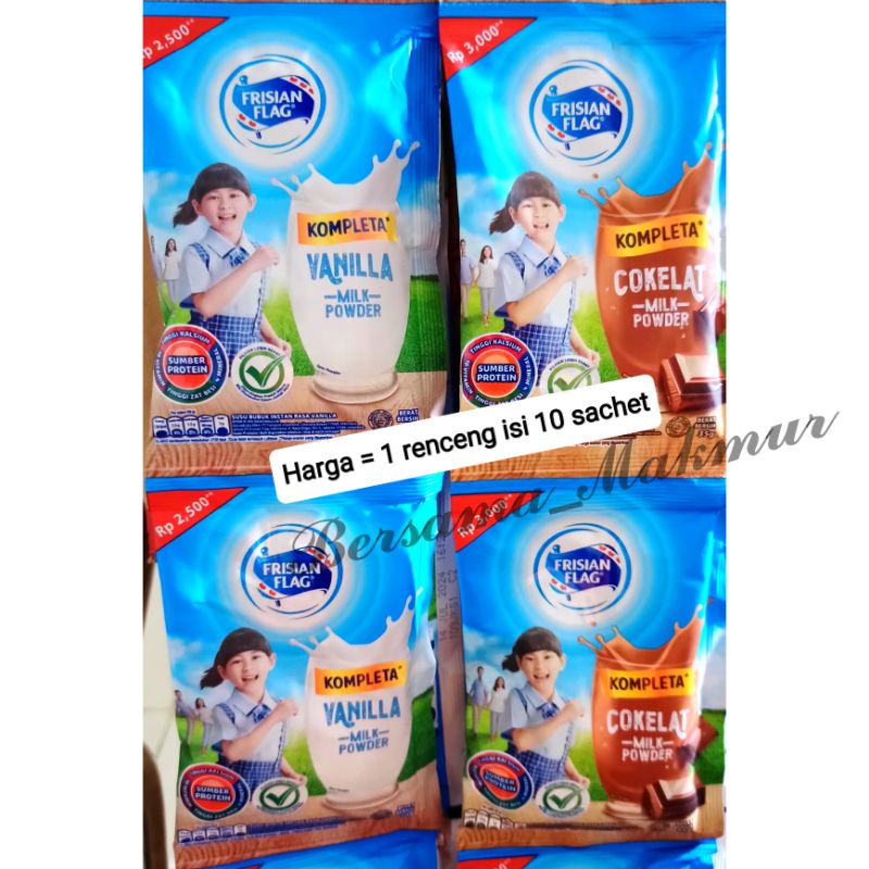 

Frisian Flag Susu KOMPLETA bubuk ( 1 renceng = 10 sachet)