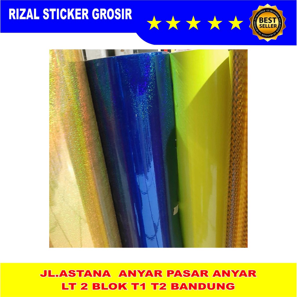 

HJK Bahan Stiker Hologram Laser Crom Pelangi 60x50cm